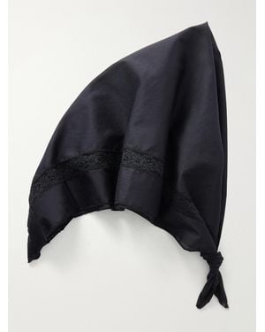 STAUD Da Adolfo Sunny Lace-Trimmed Cotton Headscarf - Blue