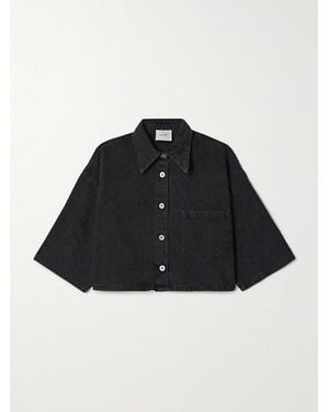 Halfboy Cropped Distressed Denim Shirt - Black