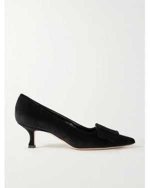 Manolo Blahnik Maysale 50 Mules Aus Samt Mit Schnalle - Schwarz