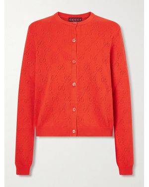 Gucci Perforated Silk-Blend Cardigan - Rot