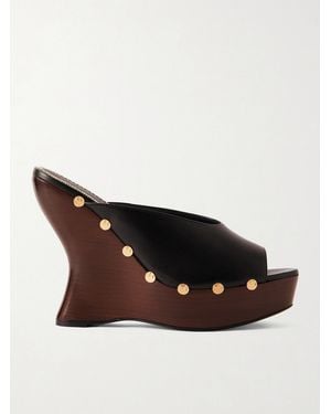 Magda Butrym Studded Leather Wedge Mules - Black