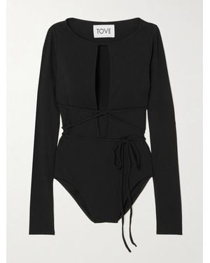 TOVE Jennifer Cutout Stretch-Crepe Bodysuit - Black