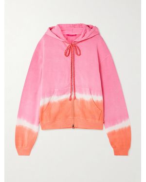 The Elder Statesman Tie-Dyed Cotton And Cashmere-Blend Jersey Hoodie - Pink
