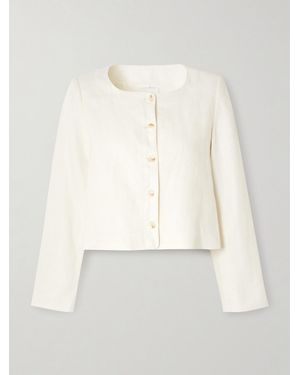 Posse Emma Cropped Linen Jacket - White