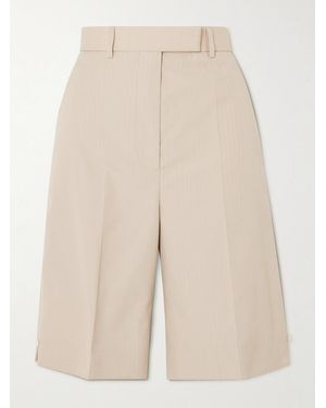 Thom Browne Pleated Canvas Shorts - Natural