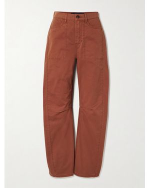Veronica Beard Sloan Cotton-Twill Barrel-Leg Cargo Trousers - Red