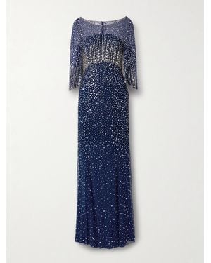 Jenny Packham Kiya Embellished Tulle Gown - Blue