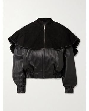 JW Anderson Wattierte Bomberjacke Aus Veloursleder Und Leder - Schwarz