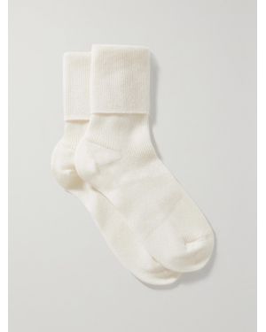 Johnstons of Elgin Ribbed Cashmere-Blend Socks - White