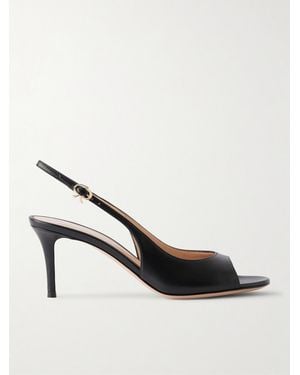Gianvito Rossi 70 Leather Slingback Sandals - Natural