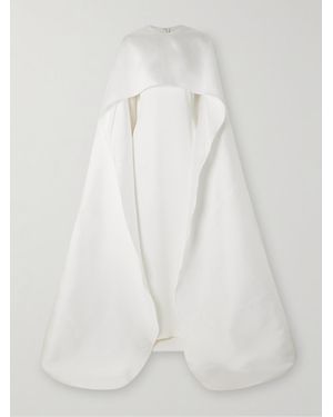 Solace London Leni Cape-Effect Crepe And Faille Gown - White