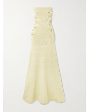 DIOTIMA Mavis Strapless Pointelle-Knit Cotton-Blend Maxi Dress - White