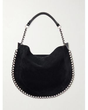 Isabel Marant Schultertasche Aus Veloursleder Mit Zierperlen - Schwarz