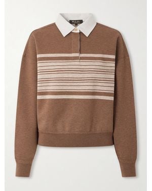 Loro Piana Striped Wool And Cashmere-Blend Polo Shirt - Brown