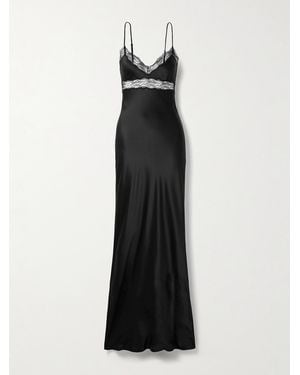 Nili Lotan Adelie Lace-Trimmed Silk-Charmeuse Gown - White