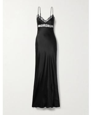 Nili Lotan Robe Du Soir En Charmeuse De Soie À Finitions En Dentelle Adelie - Blanc