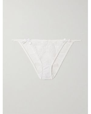 Agent Provocateur Alysia Bow-Detailed Embroidered Tulle Briefs - White