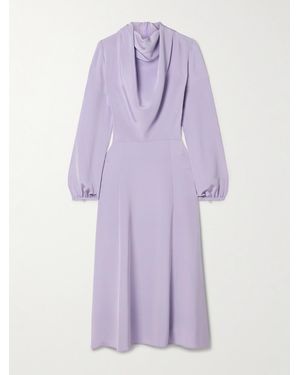 Adam Lippes Blythe Draped Silk-Crepe Midi Dress - Purple