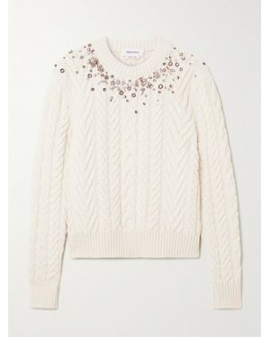 McQueen Zopfstrickpullover Aus Einer Woll-Kaschmirmischung Mit Kristallen - Natur
