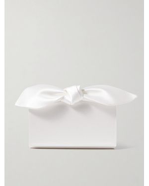 Aquazzura Bow Tie Mini Satin Clutch - White