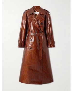 Dries Van Noten Double-Breasted Printed Coated-Canvas Trench Coat - Brown