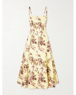 Cara Cara Gimlet Floral-Print Linen Dress - Metallic
