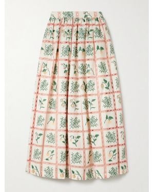 Agua Bendita Tangelo Crochet-Trimmed Embroidered Cotton-Voile Maxi Skirt - Natural