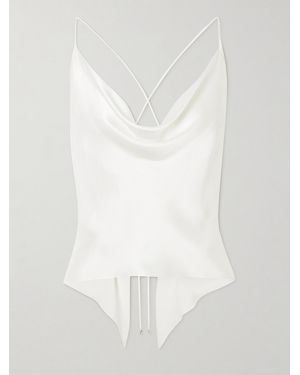 ANDRES OTALORA Ecos De Luna Draped Silk-Charmeuse Top - White