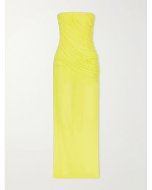 Alex Perry Draped Mesh Midi Dress - Yellow