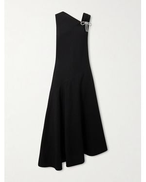 Jil Sander Asymmetric Bow-Embellished Crepe Midi Dress - Blue