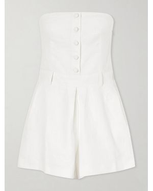 Faithfull the Brand Amalie Strapless Pleated Linen Playsuit - White