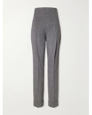 Co. Pleated Wool And Cashmere-Blend Twill Tapered Trousers - Grey