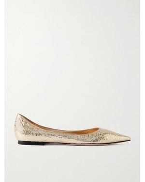 Jimmy Choo Love Ballerinas Aus Craquelé-Leder - Natur