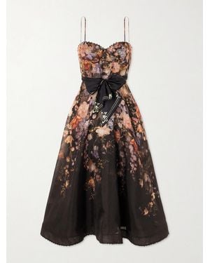 Zimmermann Valiant Floral-Print Linen And Silk-Blend Corset Maxi Dress - White