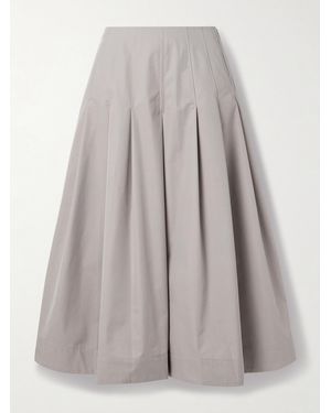 Kallmeyer Dakota Pleated Cotton-Blend Twill Midi Skirt - Grey