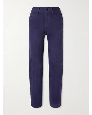 Blazé Milano Paso Panelled Suede Straight-Leg Trousers - Blue