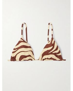Johanna Ortiz Konibo Tasselled Printed Recycled Triangle Bikini Top - Natural