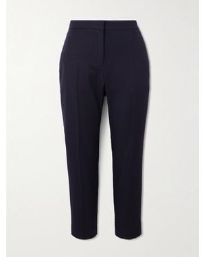 McQueen Cropped Grain De Poudre Wool Tapered Trousers - Blue