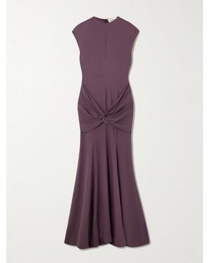 TOVE Ames Knotted Draped Stretch-Jersey Maxi Dress - Purple