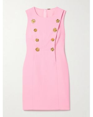 Adam Lippes Aubrey Button-Embellished Wool-Crepe Mini Dress - Pink