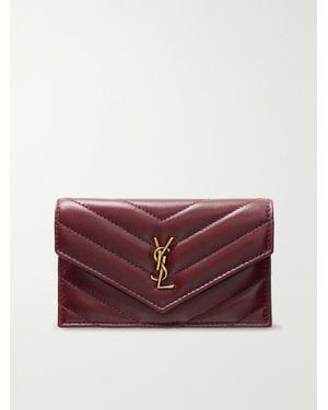 Saint Laurent Cassandre Matelassé Leather Cardholder - Purple