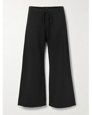 Nili Lotan Kiki Cropped Voile-Trimmed Cotton-Jersey Track Trousers - Black