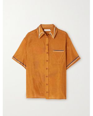 Zimmermann Net Sustain Alight Printed Organic Silk-Satin Shirt - Orange