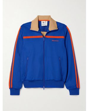 adidas Originals Wales Bonner Embroidered Striped Recycled Tech-Jersey Track Jacket - Blue
