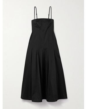Kallmeyer Maeve Pleated Cotton-Blend Twill Midi Dress - Black