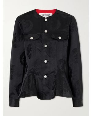 Comme des Garçons Paneled Peplum Jacquard Jacket - Black