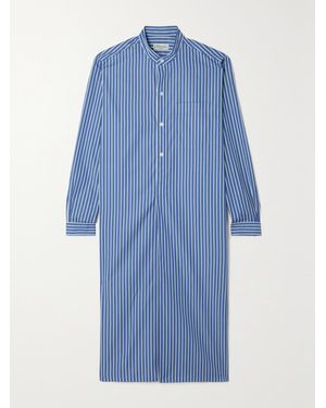 Charvet Elysee Oversized Striped Cotton-Poplin Nightdress - Blue