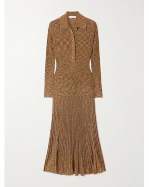 Zimmermann Mouline Pleated Knitted Midi Dress - Natural