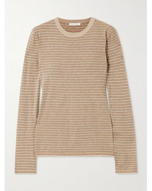 The Row Juhi Striped Cotton And Cashmere-Blend Jersey T-Shirt - Natural