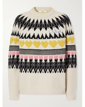 Chloé Fair Isle Wool Sweater - Black